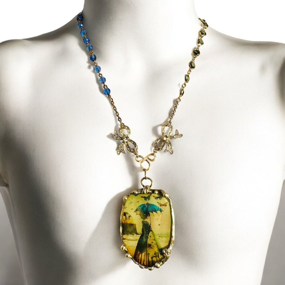 Victorian-Inspired Reversible Pendant w/ Rustic Bezel & VNTG Necklace Components - Picture 3 of 14